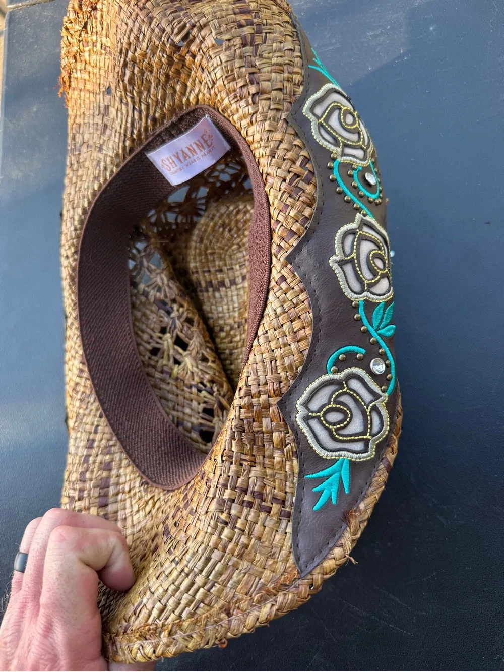 Shyanne Straw Cowboy Hat Western Turquoise Boho Festival SHD6230-BR